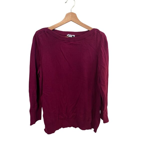 D&Co Essentials Long Sleeve Burgundy Lightweight Sweater Women's Size 1x - Picture 1 of 5